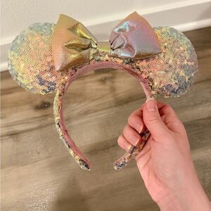 Disney Multicolor Sequin Headband with Bow/ Minnie/Mickey Ears Disneyland